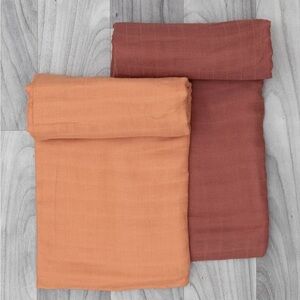 Kids Soft Muslin Blankets - Orange and Rust